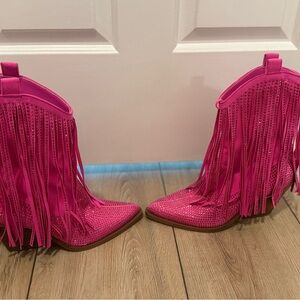 Pink Fringe Women's Boots